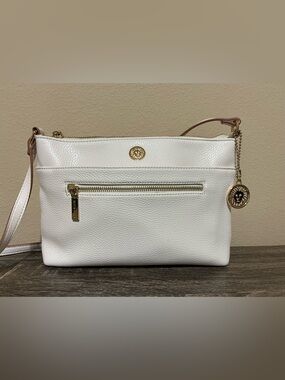Anne Klein White Leather Crossbody Bag